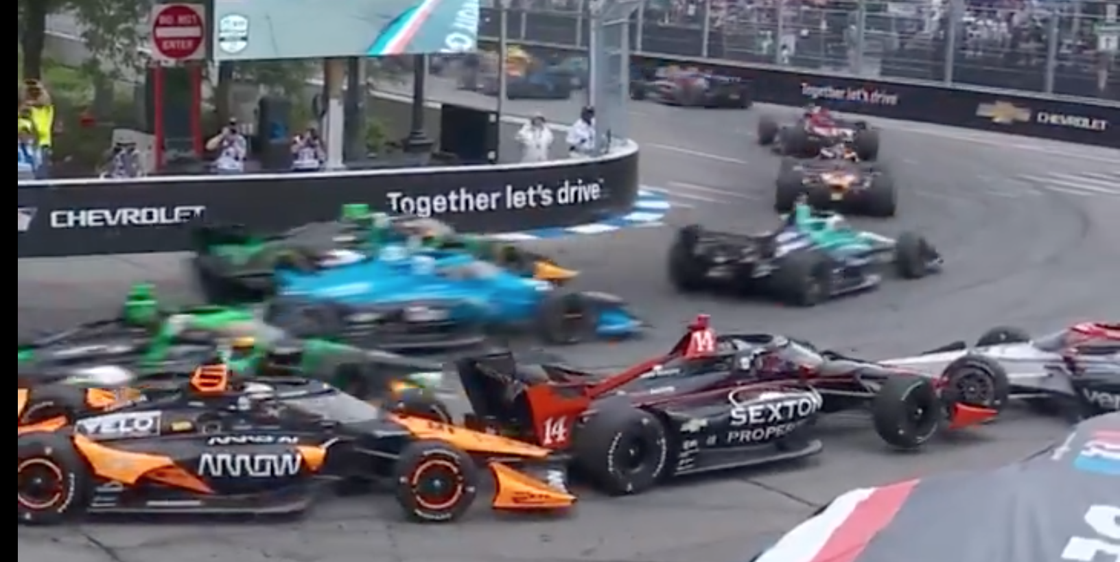 A First-Corner Caution Is Exactly What Was Expected in the Detroit Grand Prix
