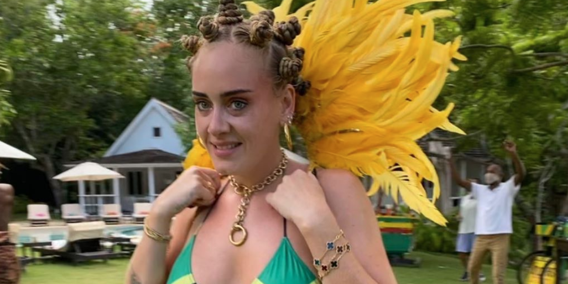 Adele Wore A Jamaican Flag Bikini Top And Feathers To Celebrate Notting