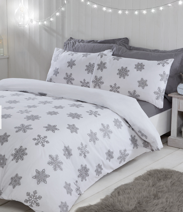 christmas bedding white and grey