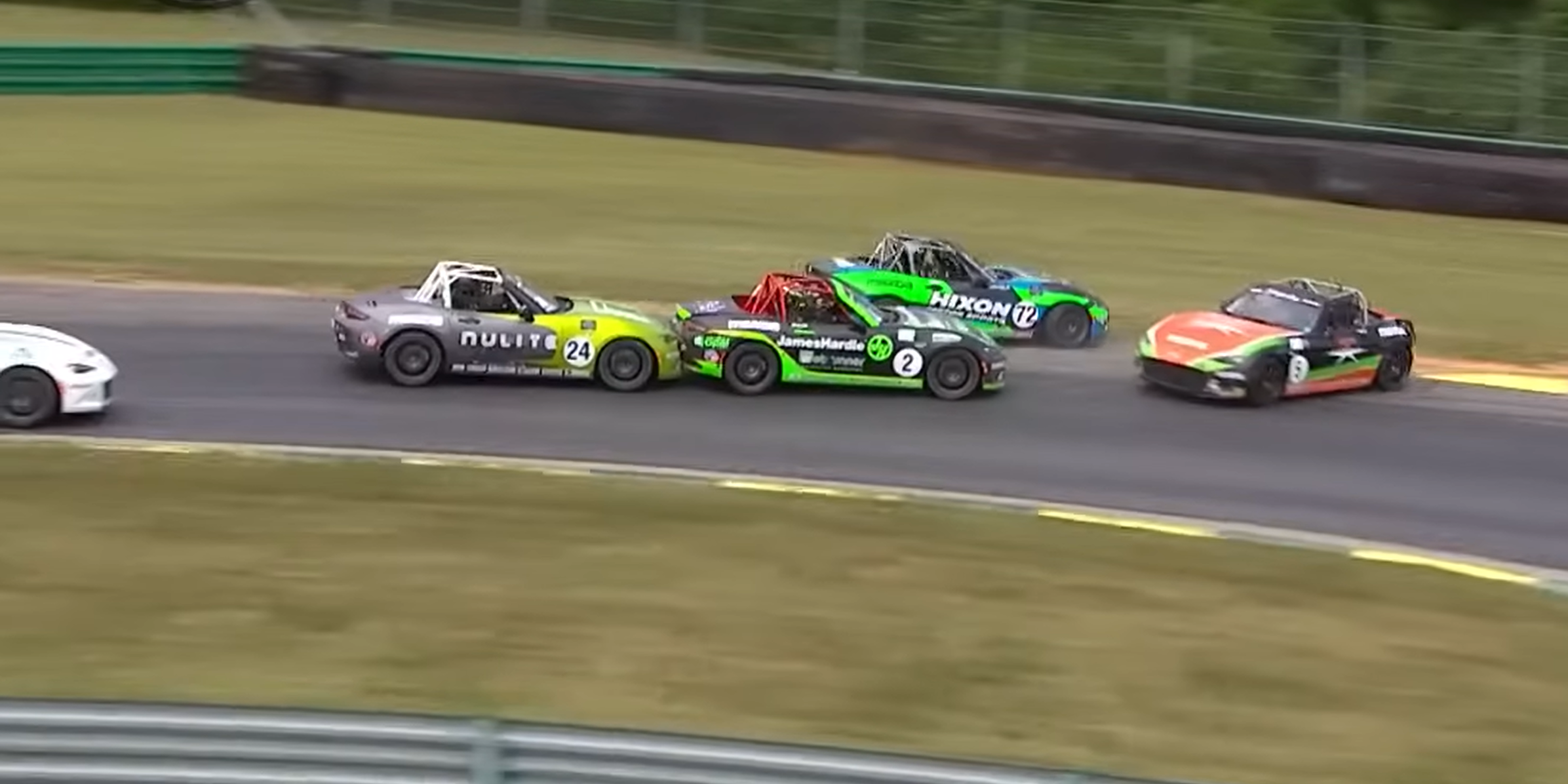 MX-5 Cup Driver Wrecks Four Cars In One Chain Reaction, Takes Final Lap Lead