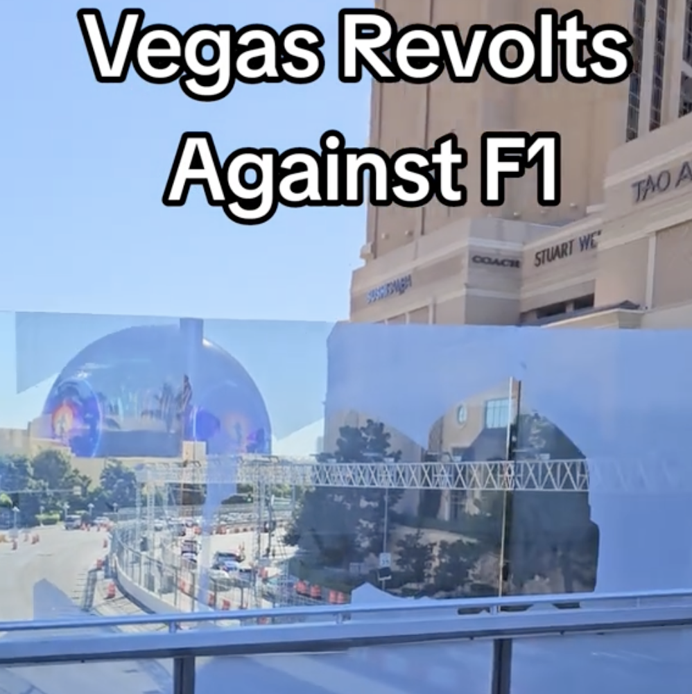 People in Vegas Are Tearing Down Film That Blocks View of Race Track