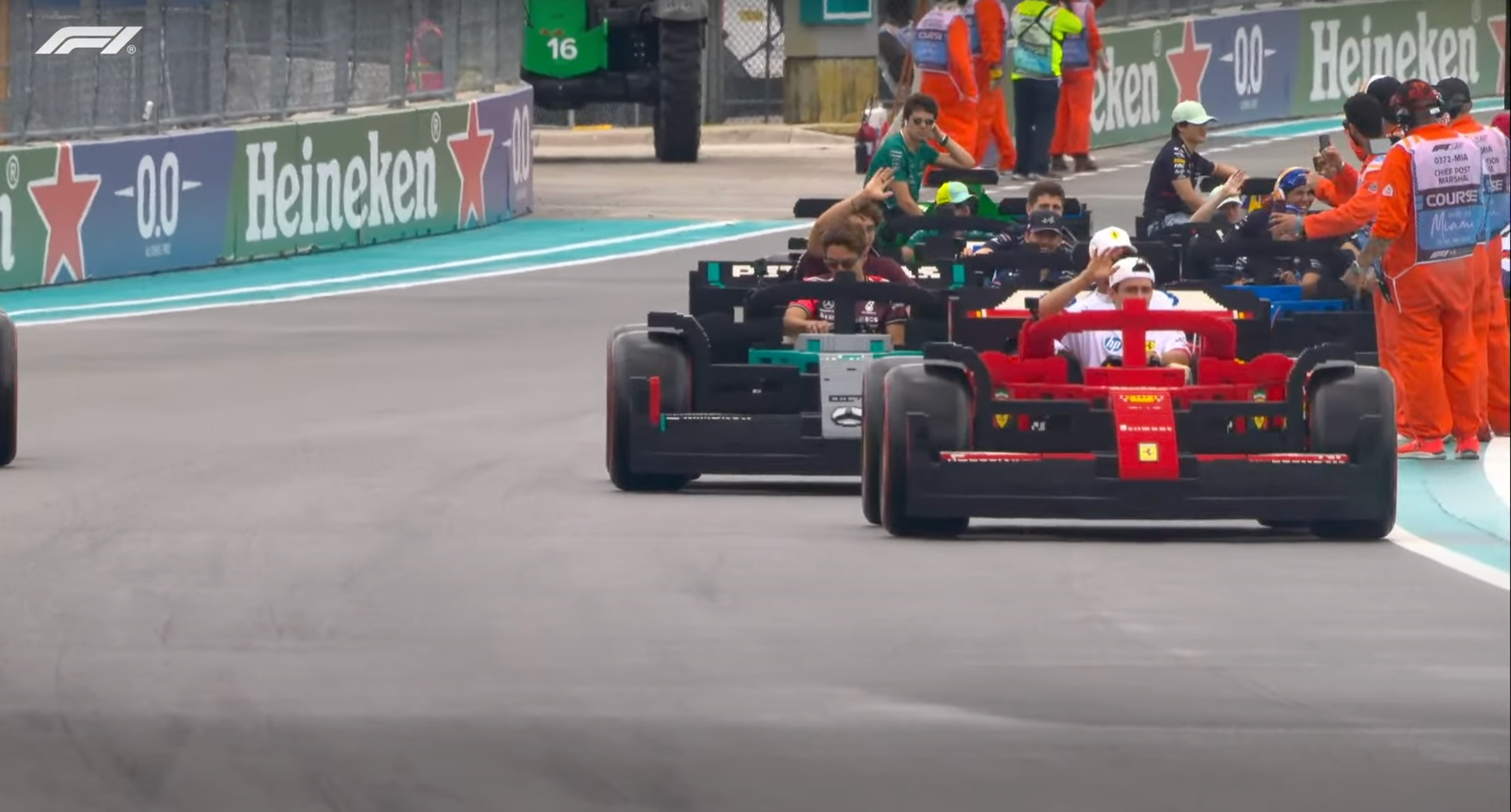 The F1 Drivers Actually Got to Drive the Lego F1 Cars, Well Half of Them
