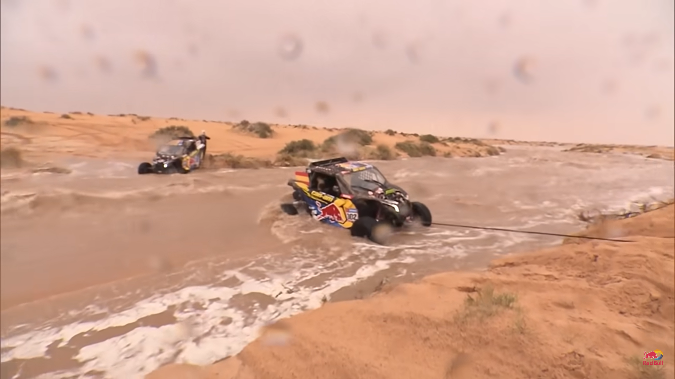 Watch Dakar Truck Teams Help Recover Two Side-by-Side Racers From Insane Flash Floods