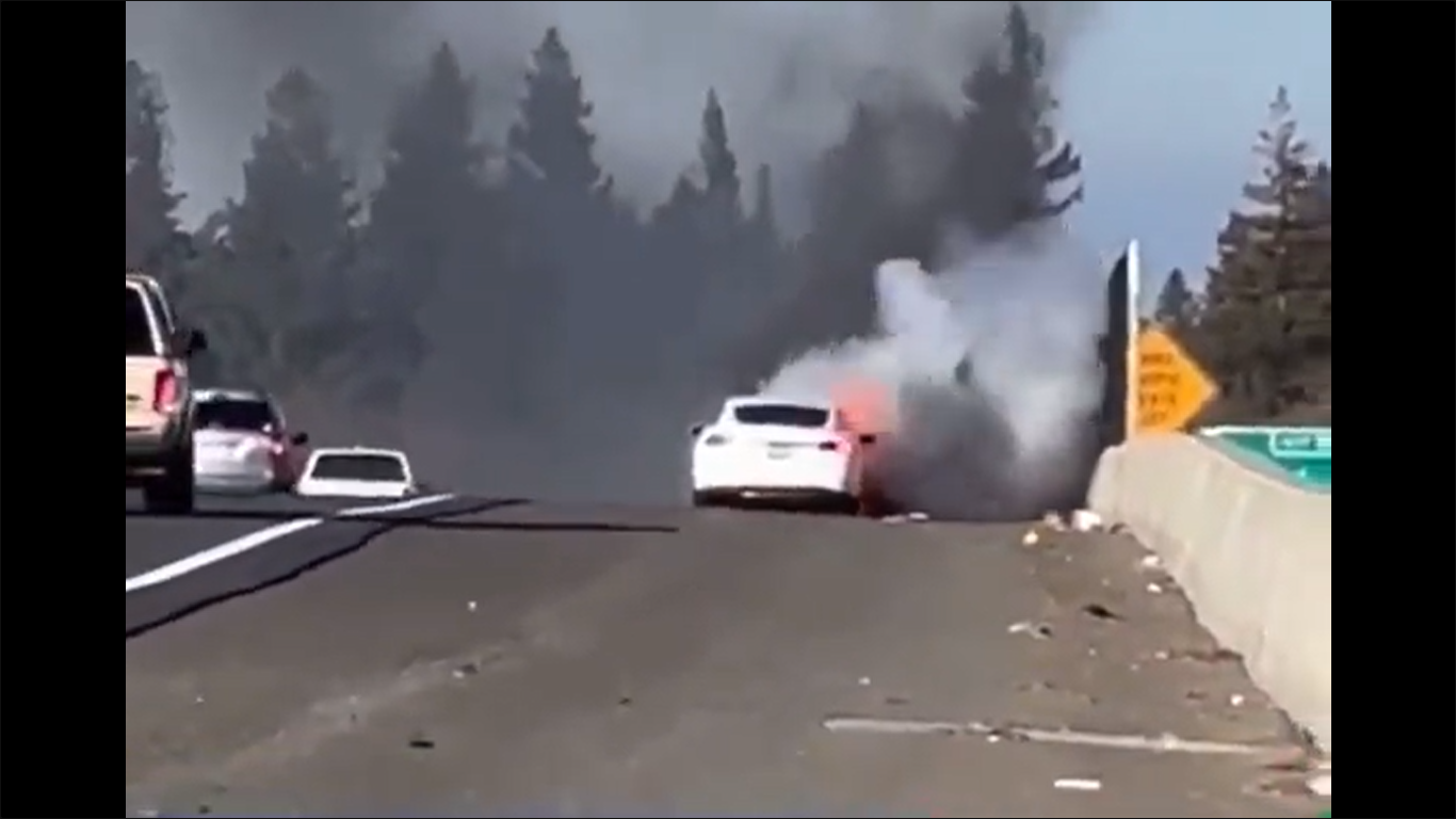 Video Shows Tesla Suddenly Catching Fire, Being Engulfed in Flame