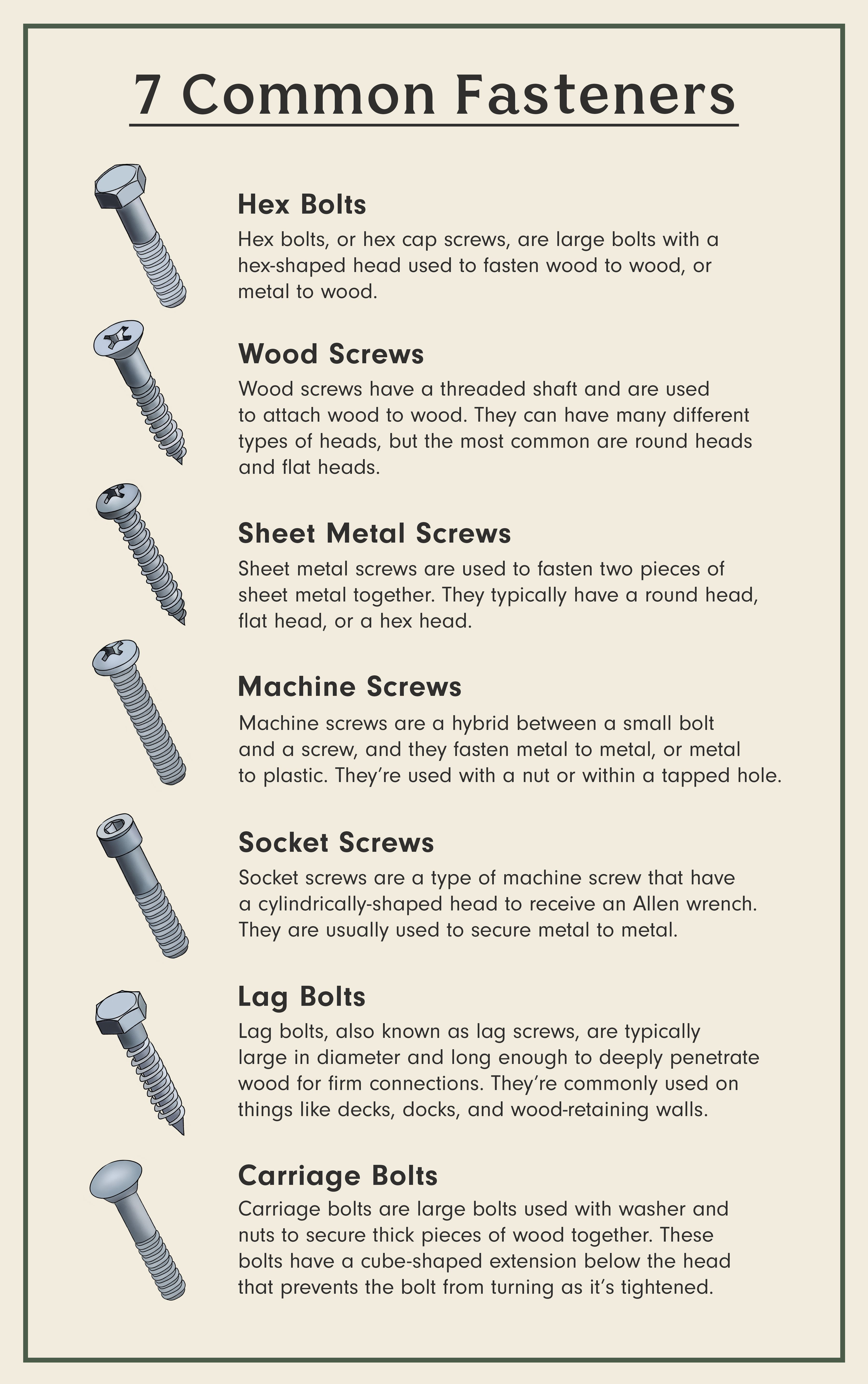 wood screw head types