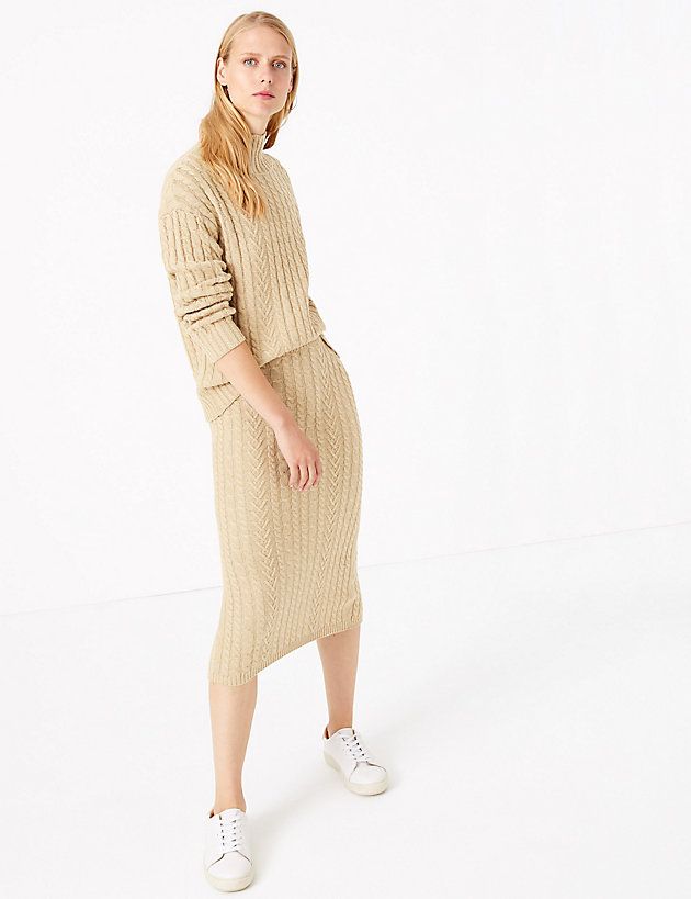 cable knit jumper and skirt set