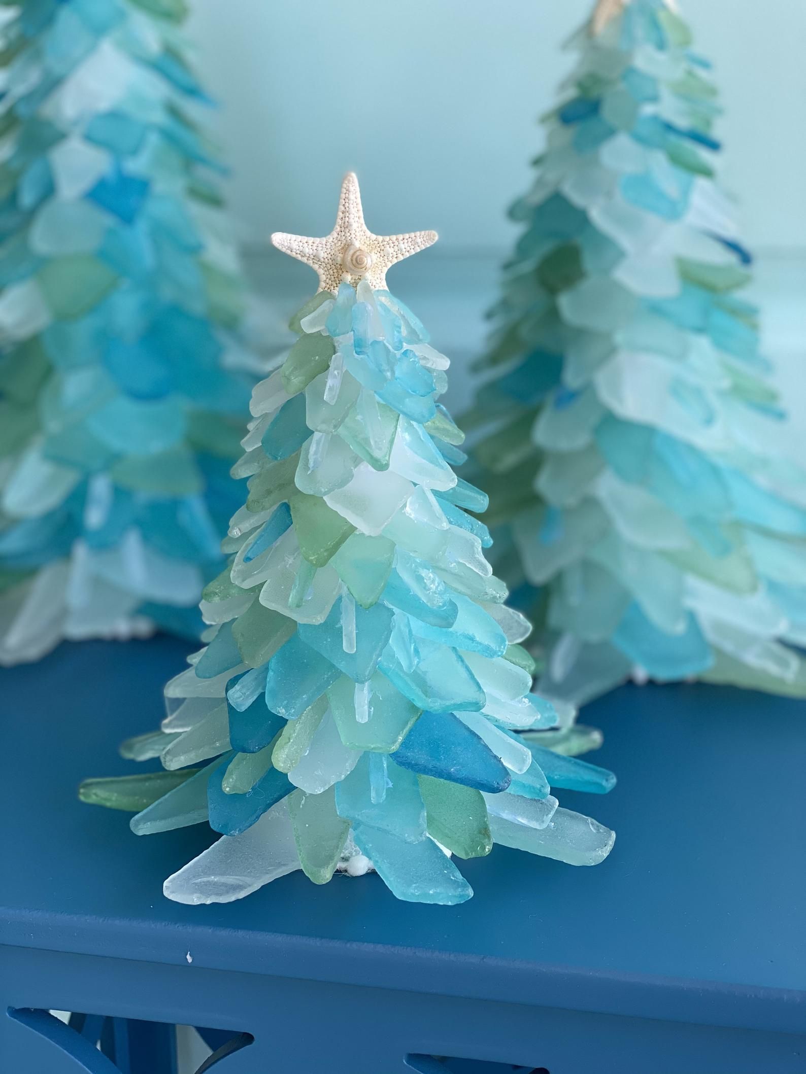 Sea Glass Christmas Tree Ornament/Sea Glass Pine Tree Ornament/Genuine Sea Glass Tree Ornament
