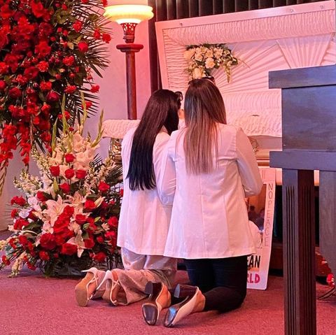 michelle and ashley monterossa at their brother sean's funeral﻿, after he was killed by police