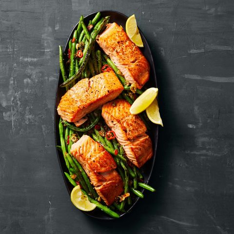 best salmon recipes seared salmon with charred green beans