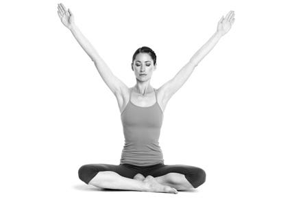 seated meditation with arms in a v