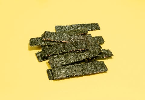 snacks for diabetics seaweed snack on yellow background