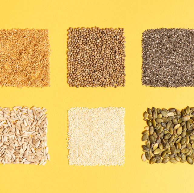 seeds on a plain yellow background
