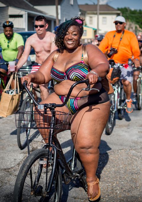 Naked cyclists used public rental bikes in New Orleans event