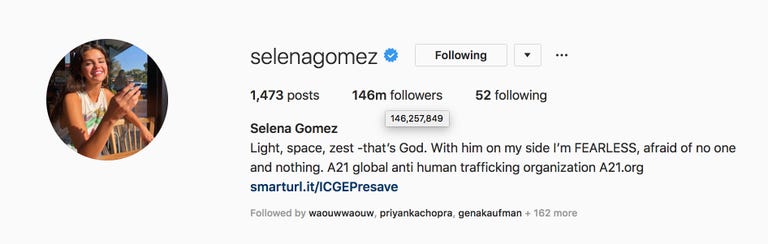 Followers Selena Gomez