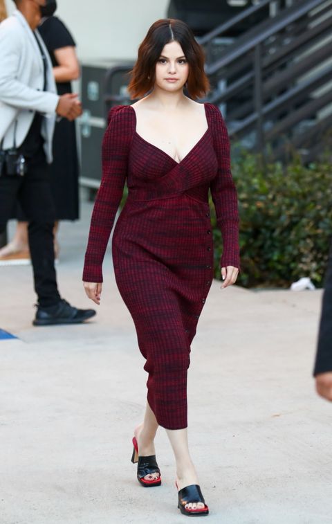 selena gomez out in her red dress in los angeles