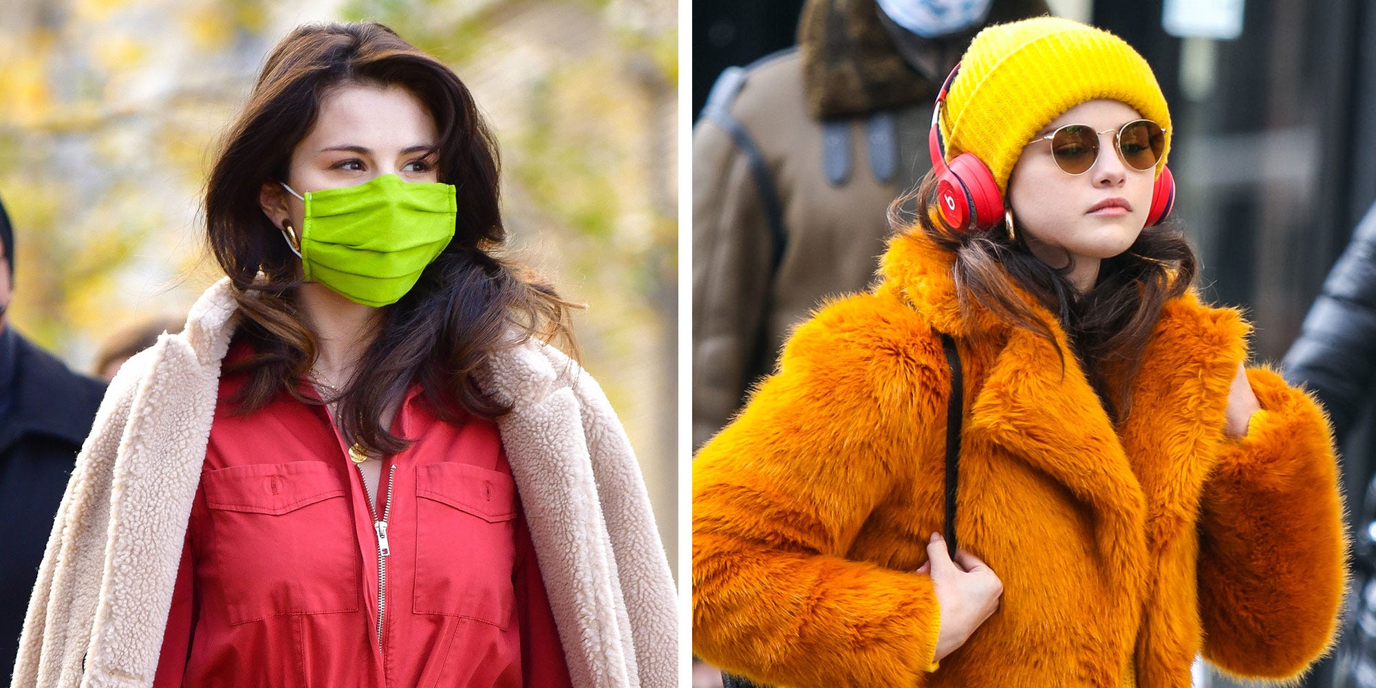 Here’s Selena Gomez Looking Like a Bombshell in a Red Jumpsuit and Long Teddy Coat