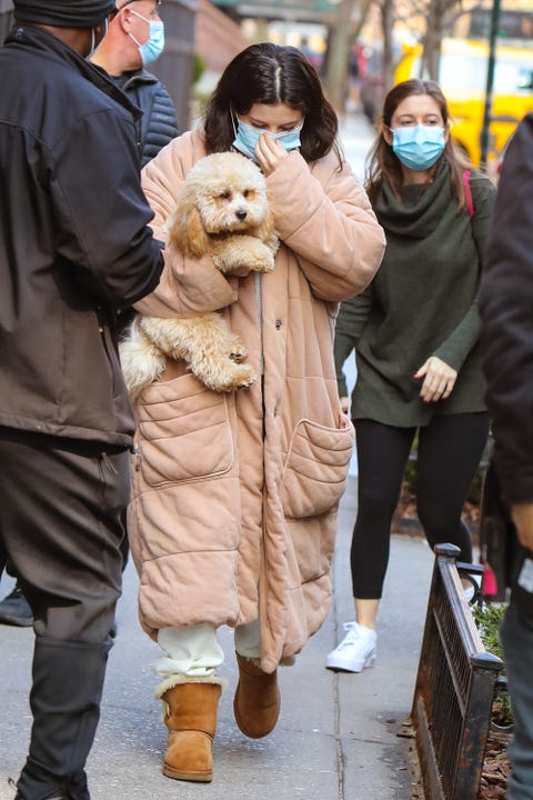 Selena Gomez Wears All Black Outfit With Her Dog In New York City