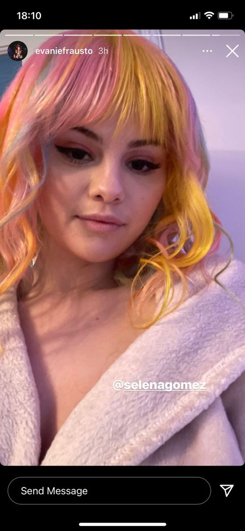 selena gomez out in the pastel rainbow wig