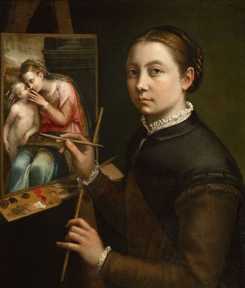 self portrait at an easel by sofonisba anguissola