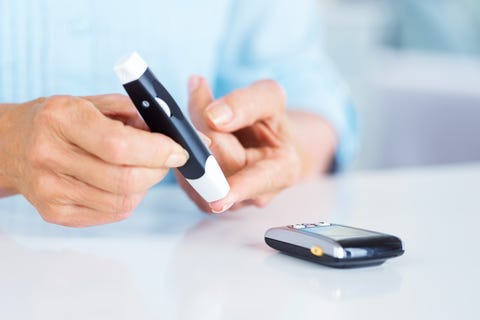 Senior Woman Checking Her Blood Sugar Level