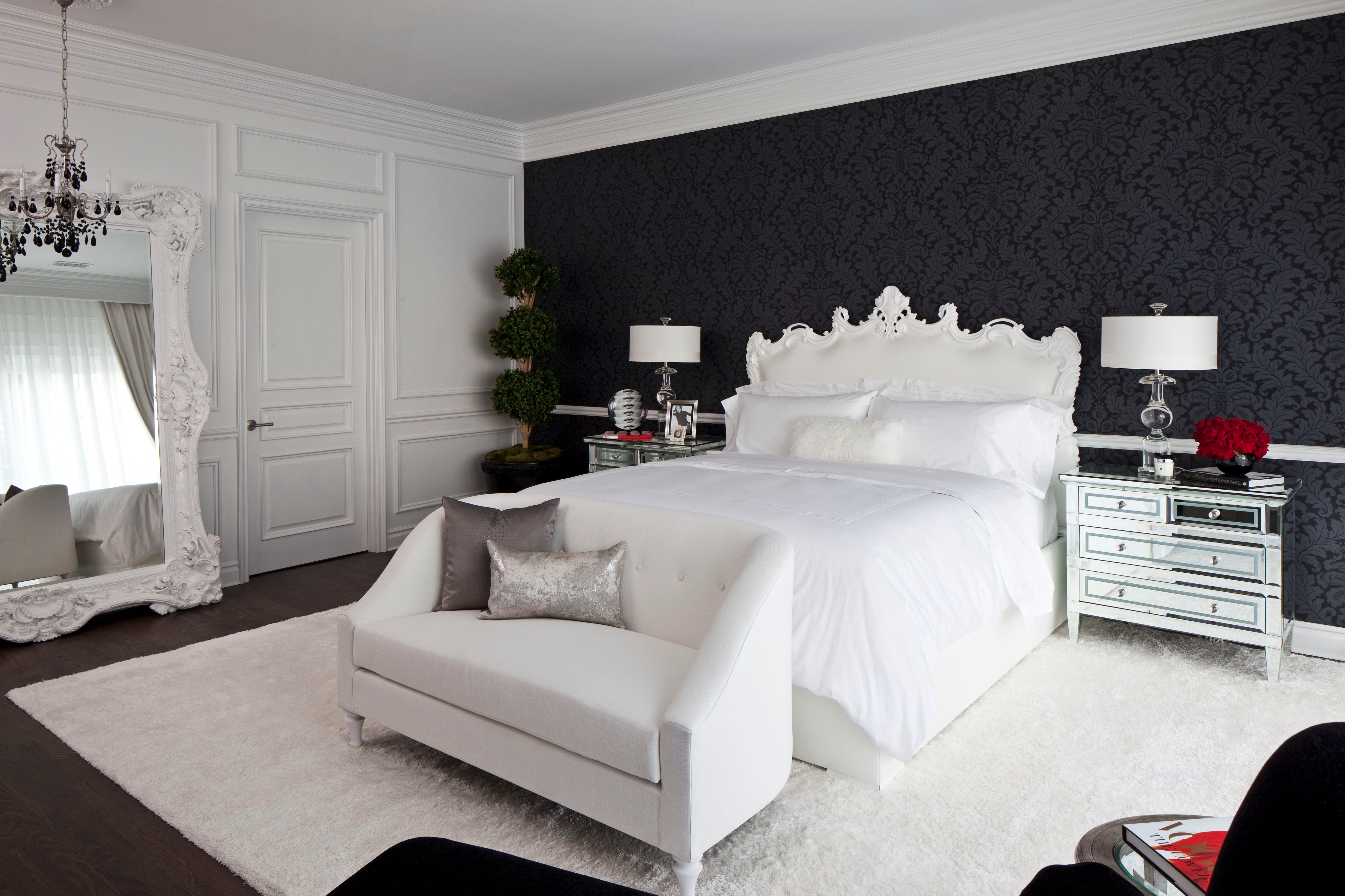 modern black white bedroom