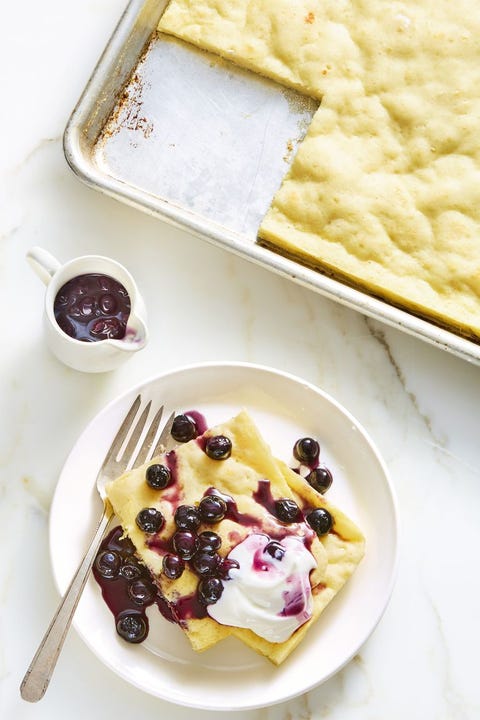 Sheet Pan Pancake with Blueberry Syrup - Easter Brunch Ideas