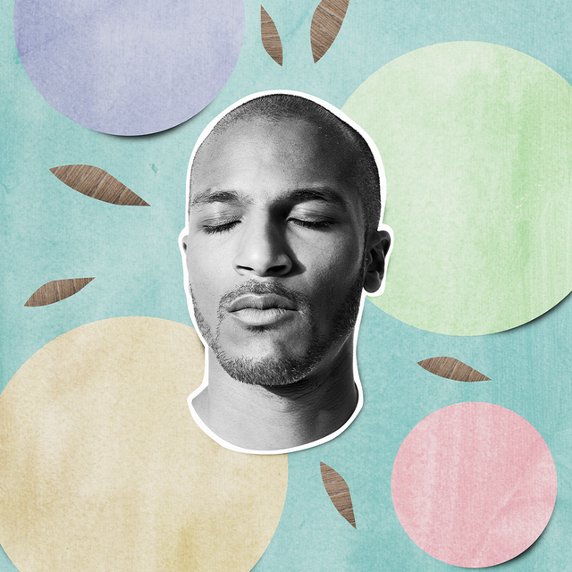 man in front of pastel background