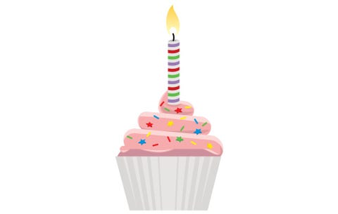 Birthday candle in cupcake Birthday candle in cupcake