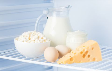 Dairy products in fridge