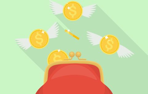 Money flying out of coinpurse