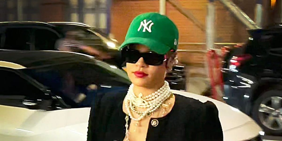 Rihanna Wears a Tweed Blazer and Pearls for a Late-Night Shopping Trip