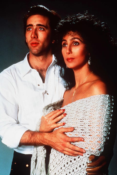 editorial use only no book cover usage
mandatory credit photo by greg gormanmgmkobalshutterstock 5883923g
nicolas cage, cher
moonstruck 1987
director norman jewison
mgm
usa
film portrait
eclair de lune
