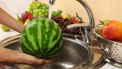 Washing watermelon