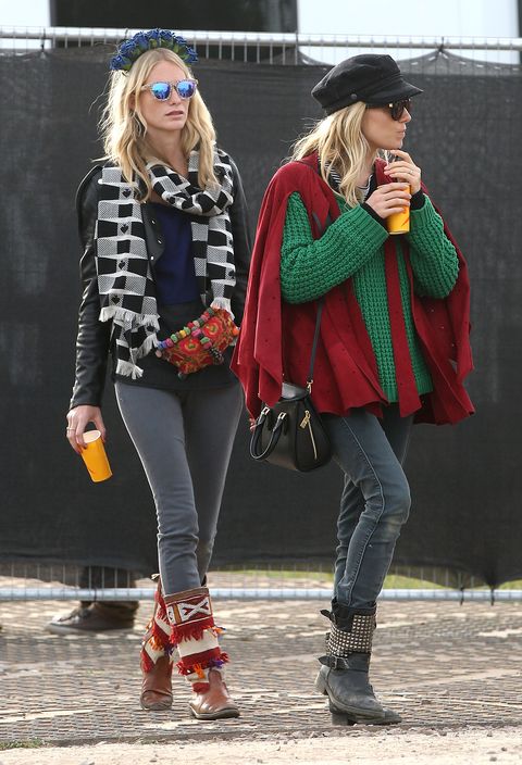 Glastonbury, England June 30, Sienna Miller and Poppy Delevingne attend the fourth day of the 2013 Glastonbury Festival at Worthy Farm on June 30, 2013 in Glastonbury, England Photo by Danny MartindelwireImage