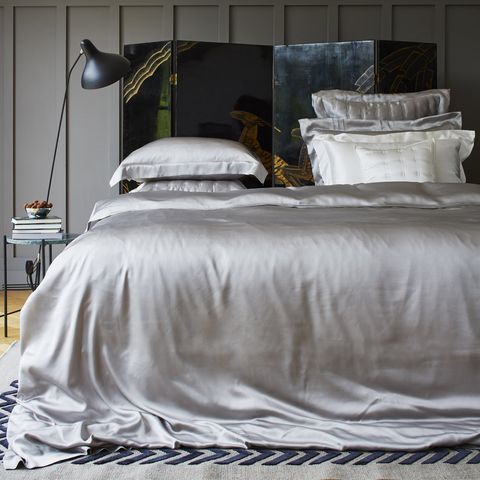 Beautiful grey silk bedding