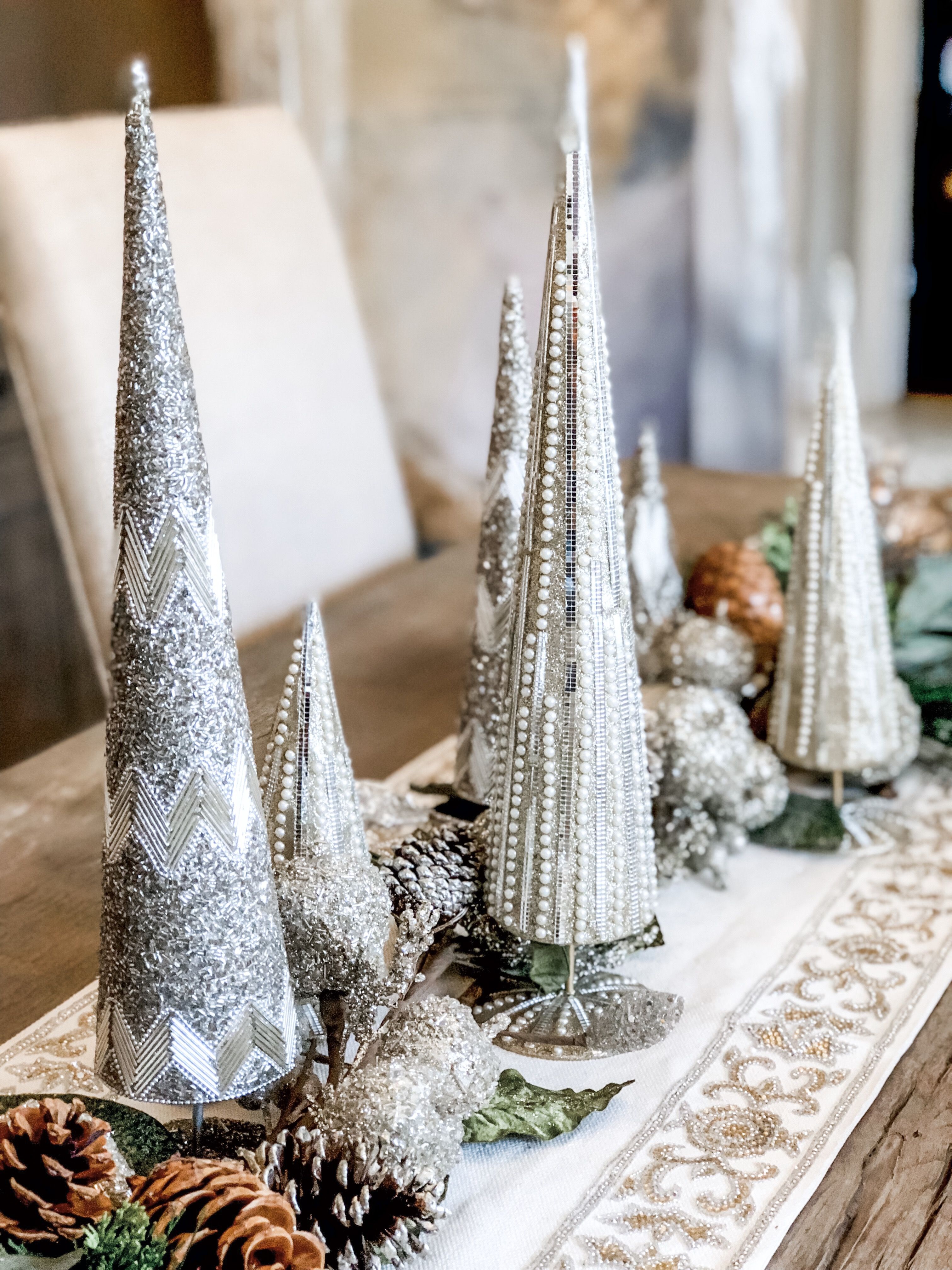 Choose Item Christmas Tree Decoration Silver Glitter 