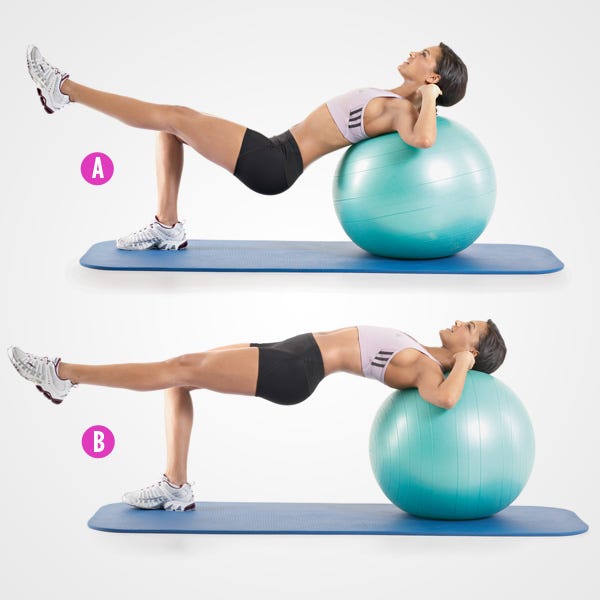 Single-Leg Hip Raise with Head on Swiss Ball