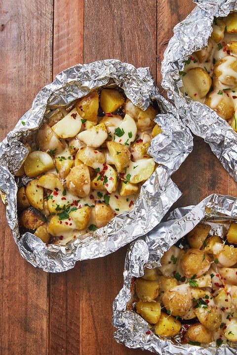 cheesy foil pack potatoes