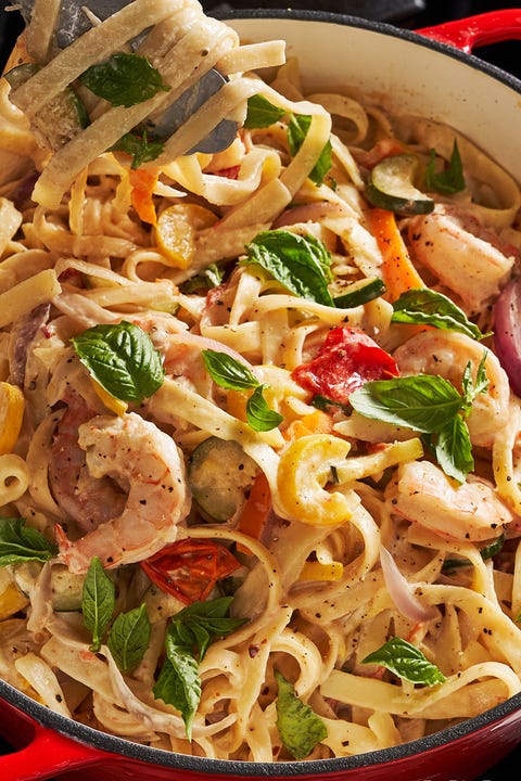 One Pot Shrimp Primavera Pasta - Delish.com one pot shrimp primavera pasta