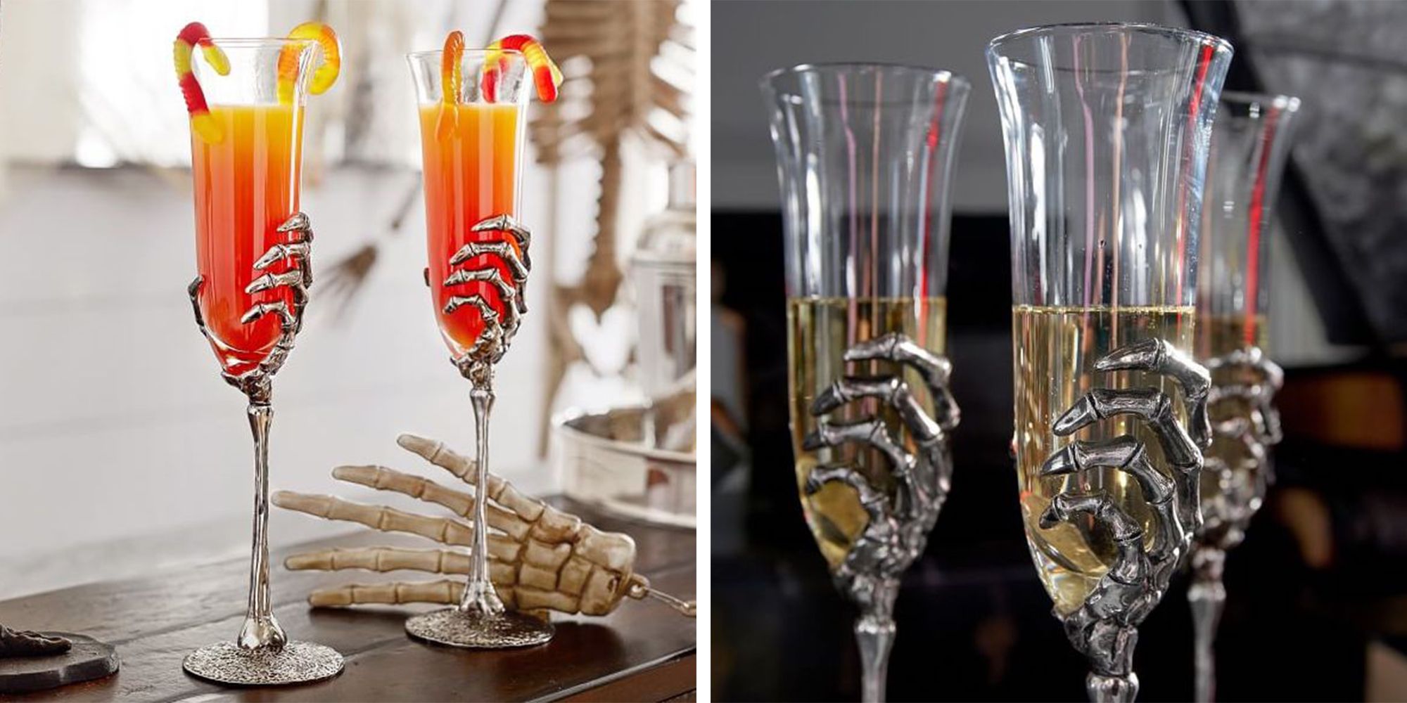 New Grey Black Halloween Skeleton Hands & Test Tube Shot champagne Drink Glasses 