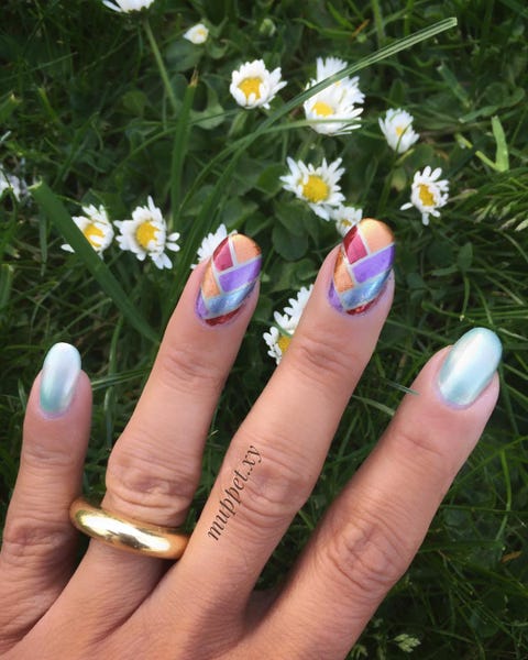 Multi Colored Nails 2019 braided spring nails best spring nail designs