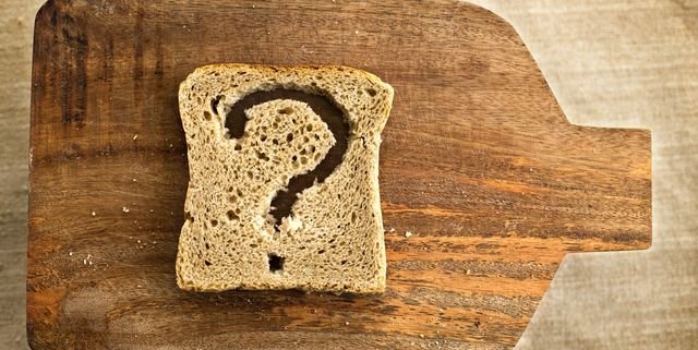 a slice of bread toast with a question mark