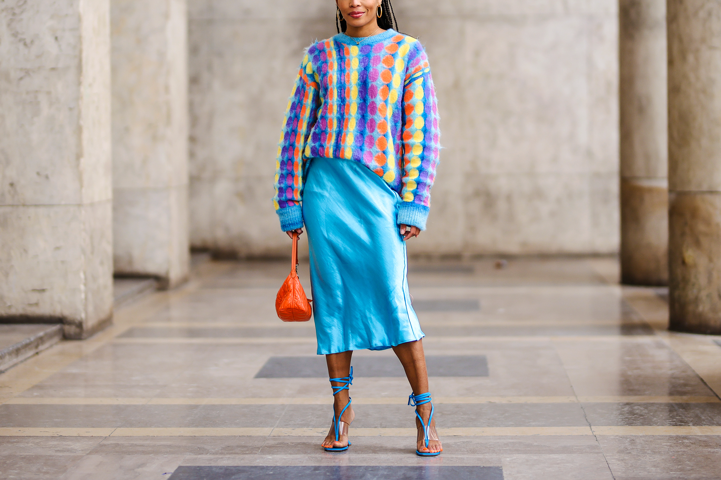 WOMEN FASHION Skirts Casual skirt Print Orange/Yellow S Rayon casual skirt discount 88% 