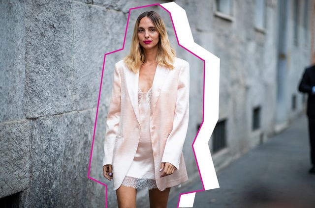 milan, italy   september 21 candela novembre is seen wearing silk pink blazer, laced top outside the missoni show during milan fashion week springsummer 2020 on september 21, 2019 in milan, italy photo by christian vieriggetty images