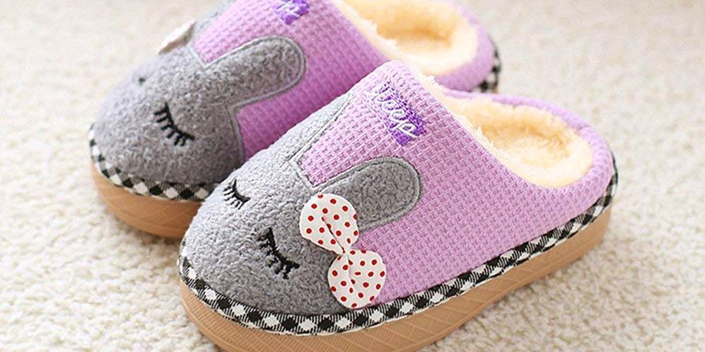 Maybolury Girls Boys Cute House Slippers,Kids Fur Lined Indoor Home Slippers Warm Winter Indoor Slippers Shoes 
