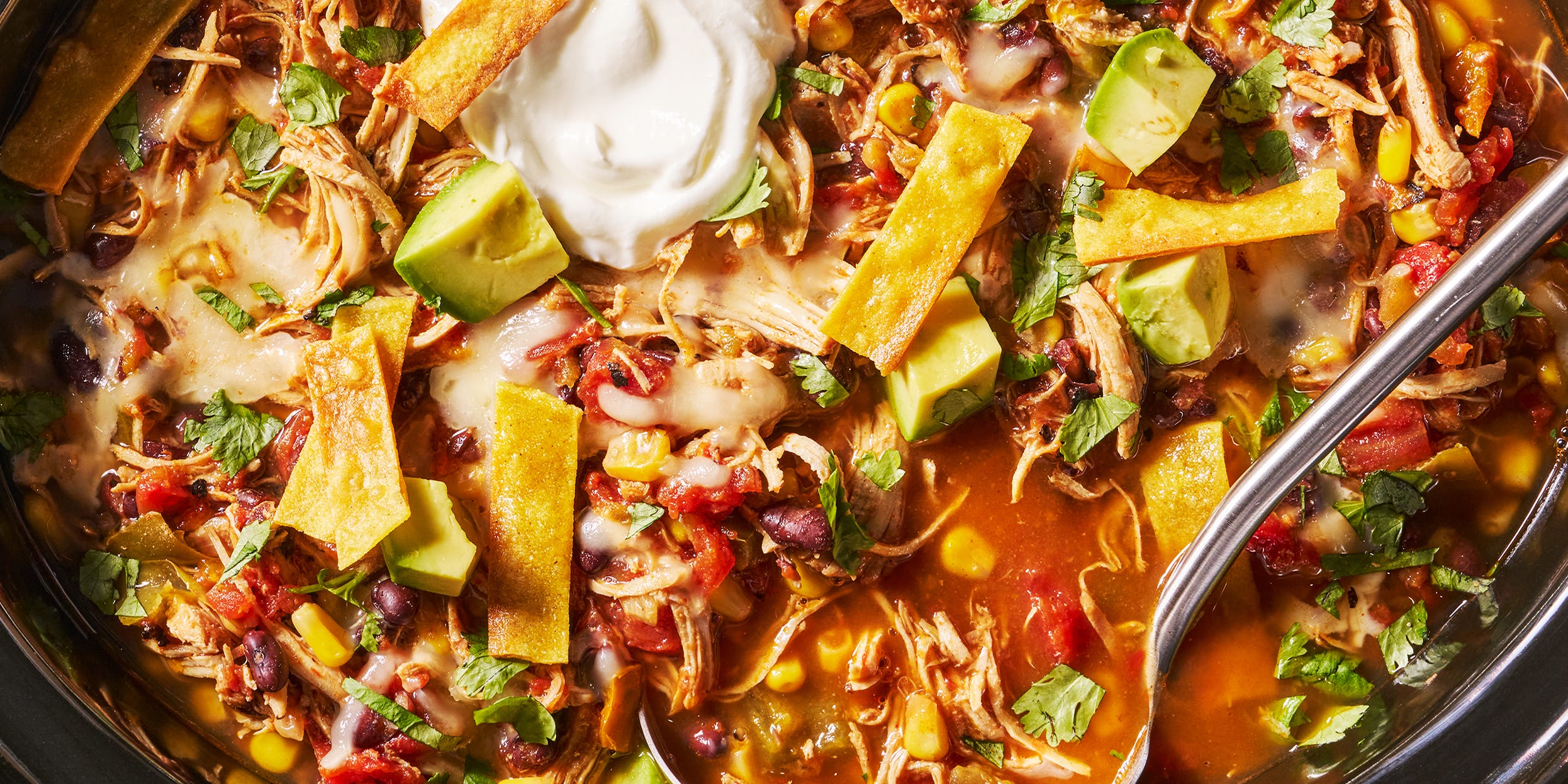 The Secret To The Best Chicken Tortilla Soup Is All In The Slow Cooker