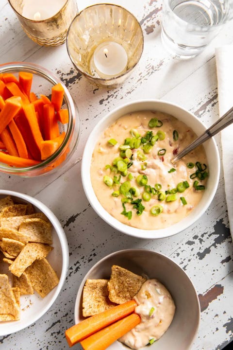 slow cooker dips hot pimento cheese dip with carrots and crackers