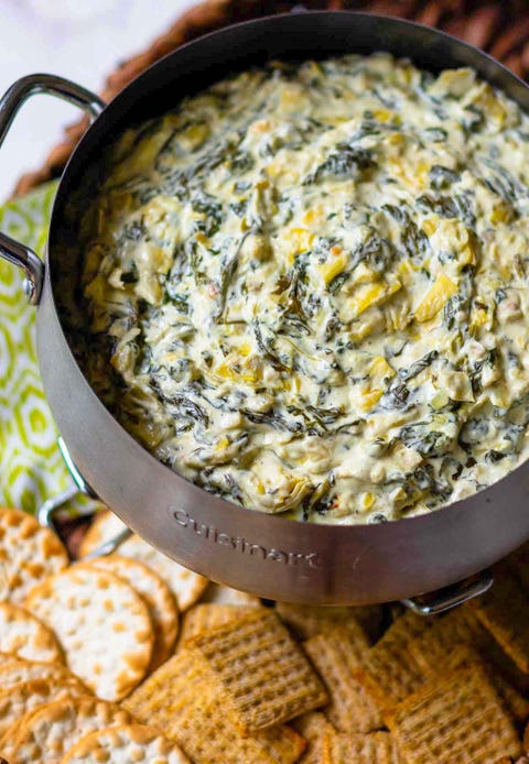 slow cooker dips spinach artichoke dip with crackers