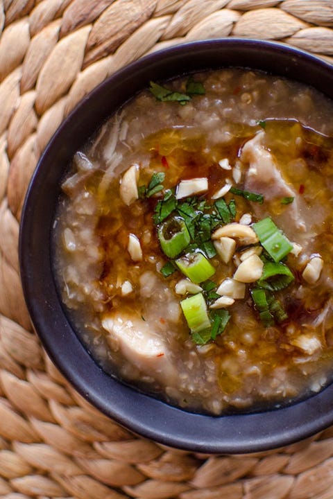 healthy slow-cooker soups: slow cooker brown rice chicken congee