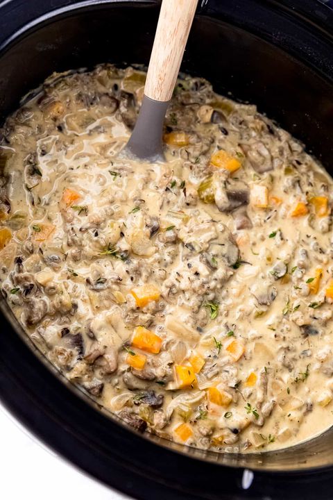 rice with mushrooms in broth